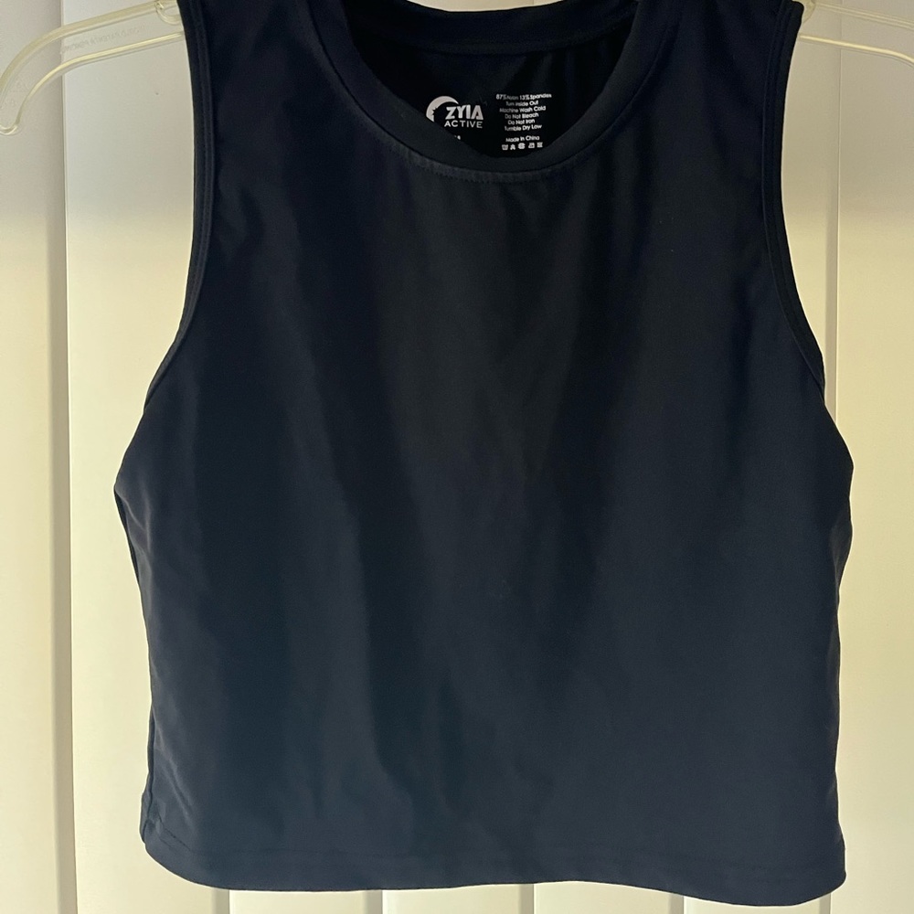 ZYIA Black High Neck Stronger Crop Top